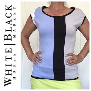 WHITE HOUSE BLACK MARKET SLEEVELESS COLOR BLOCKED SWEATER SIZE SMALL